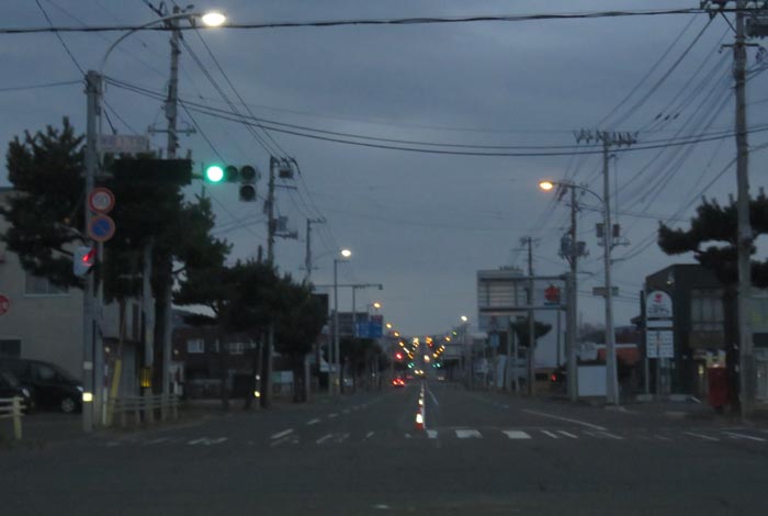 webnews今朝の北見/交差点から奥は常呂方面