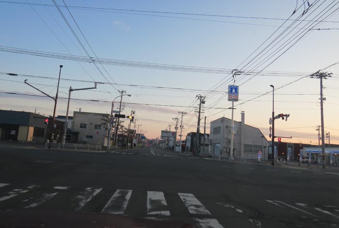 webnews今朝の北見/交差点から奥は常呂方面