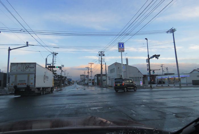 webnews今朝の北見/交差点から奥は常呂方面