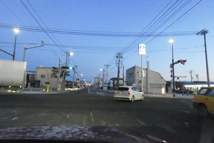 webnews今朝の北見/交差点から奥は常呂方面